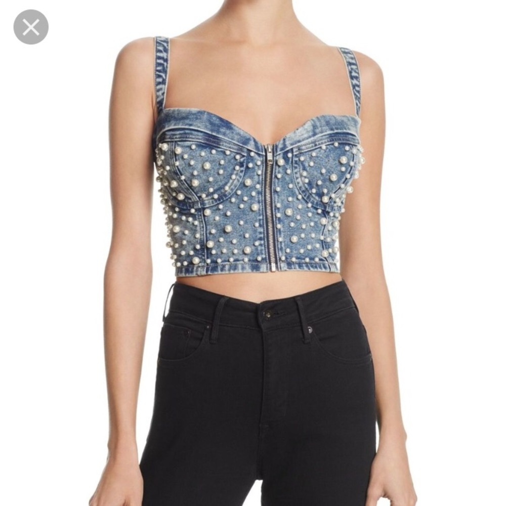GUESS denim pearl bustier